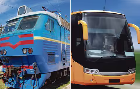 Vlak a autobus, doprava na pobyt ve tmě