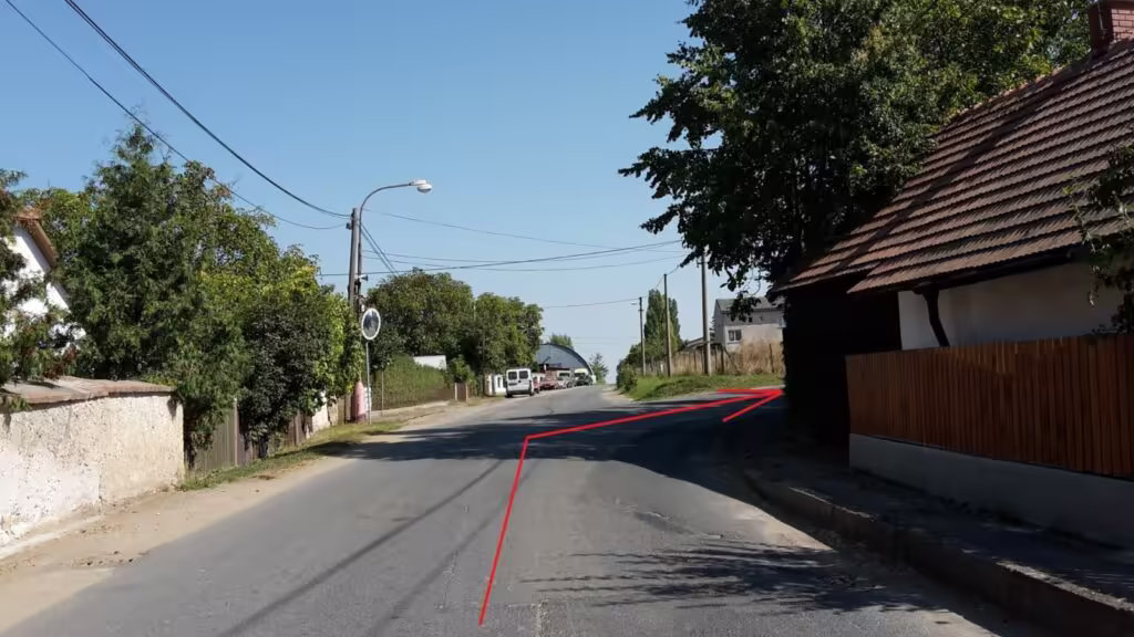 Vyznačená odbočka v obci