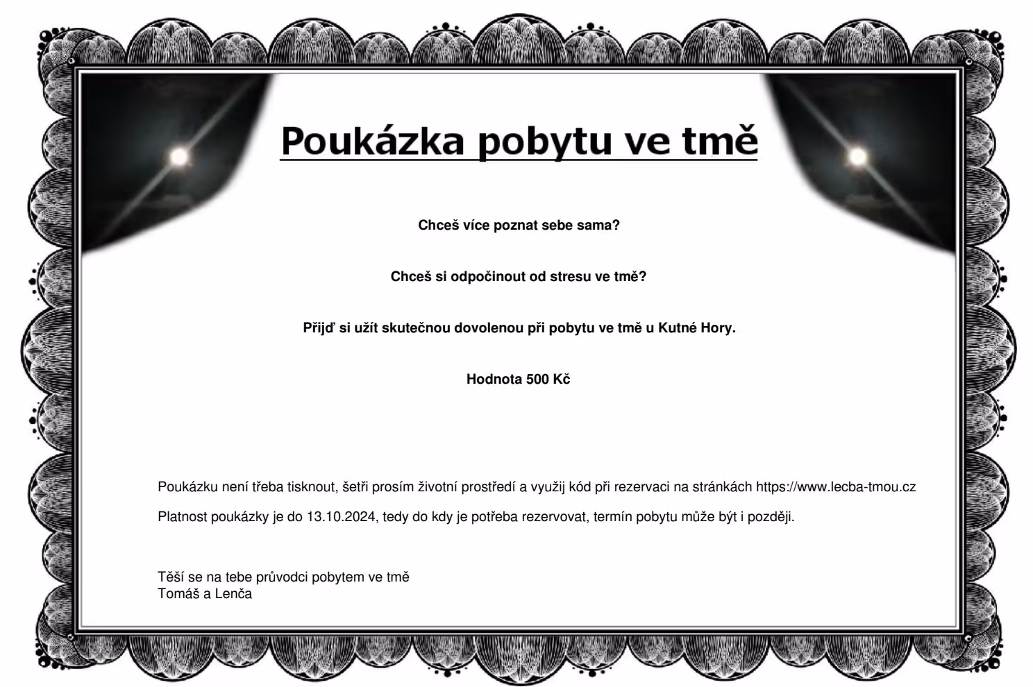 Poukázka pobyt ve tmě