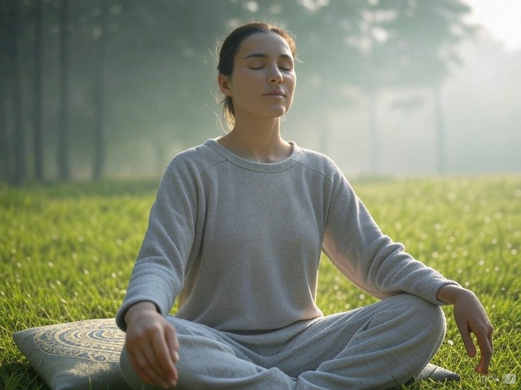 žena meditace návyk pobyt ve tmě